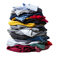 A large stack of folded clothes laundry pile