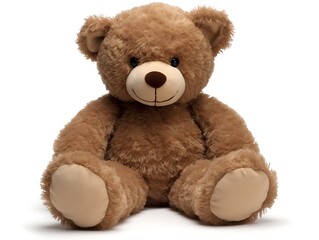 Obraz premium Realistic teddy bear on a neutral white background with slight shadow