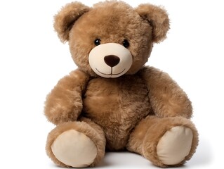Obraz premium Realistic teddy bear on a neutral white background with slight shadow