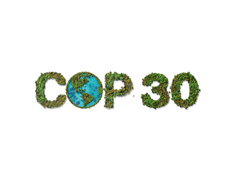 Fototapeta Climate Change Conference (UNFCCC) COP 30 poster concept.  Belem, brazil, November-2025. 