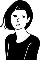 下を見る女性　ベクター線画