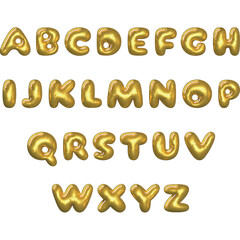 gold 3d metallized balloon text alphabet sticker pnd