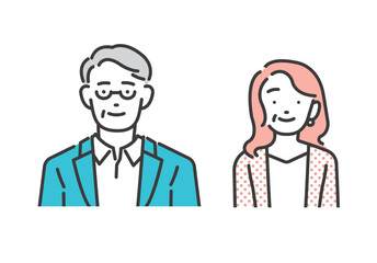 シニア夫婦のベクターイラストアイコン