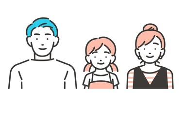 女の子がいる夫婦のベクターイラストアイコン
