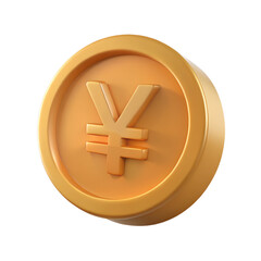 Obraz premium Japanese Yen Gold currency coin. 3d rendering isolated on white background. Cartoon plastic style icon