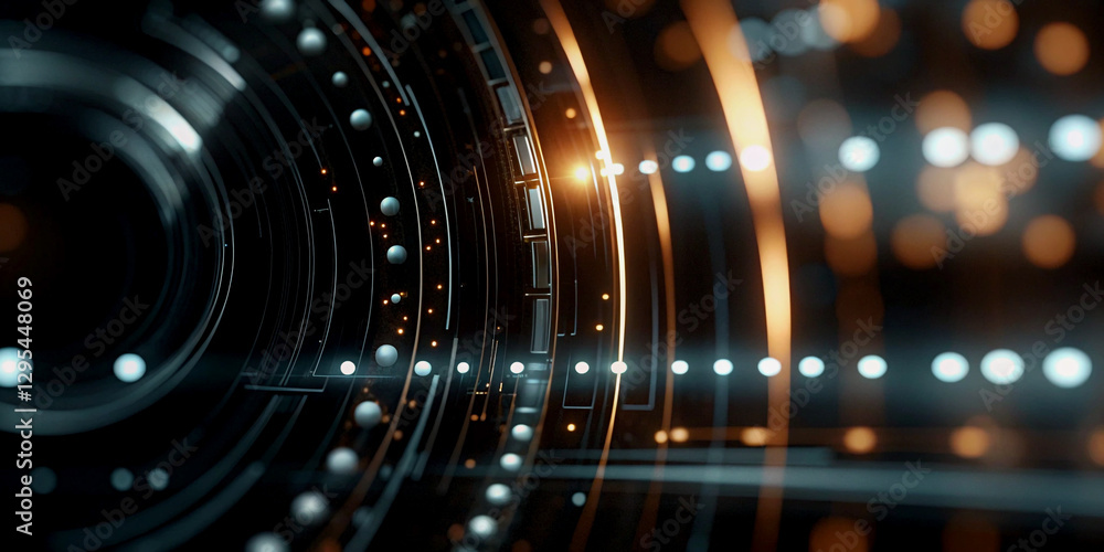 Poster futuristic interface with interactive icons