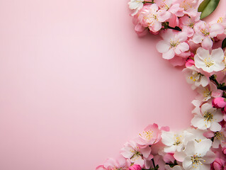 Spring Flowers on Pink Background, Spring Vibes, Mother's Day, Coming-of-Age Day, International Women's Day, Flower Stock Image, Generative AI