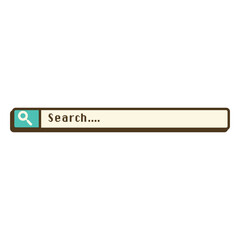his image is a retro-styled illustration of a search bar, designed to resemble an old-school web browser window