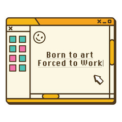 his image is a retro-styled illustration of a application design, designed to resemble an old-school web browser window