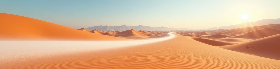Naklejka premium Desert landscape with a long white noise wave, emptiness, desert, wave