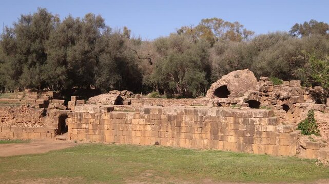 panoramic view of the ruins in Tipasa colonia in the Roman province located in coastal central Algeria UNESCO World Heritage Site