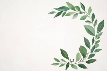 Obraz premium Green leaf illustration on a light background creating a serene atmosphere for decoration or design purposes