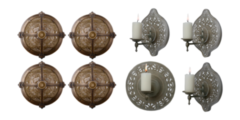 Elegant Candle Holders with Intricate Designs, PNG collection, set bundle, isolate on transparent or white background