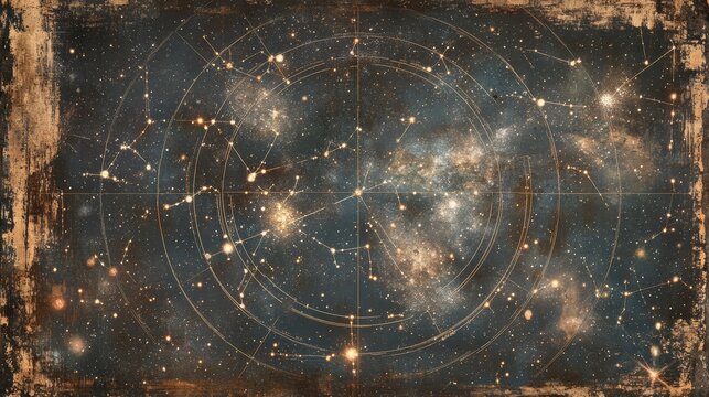 Vintage Celestial Chart: Galaxies Constellations 