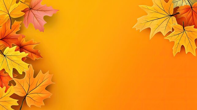 Autumn leaves border, fall foliage, vibrant colors, graphic design, background, print design