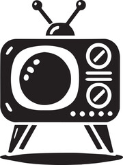 retro television icon, television silhouette vector, tv silhouette vector, retro television illustration design, television vector illustration isolated on white and black background