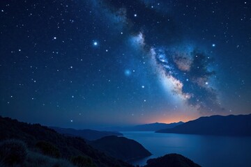 Fototapeta premium Dark celestial night with twinkling stars in a vast sky, cosmos, universe, stars