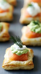 Delicious Smoked Salmon Puff Pastry Appetizers with Avocado Cream