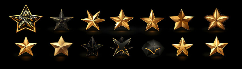 Obraz premium Gold Black 3D Star Collection