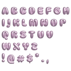 pink 3d metallized balloon text alphabet sticker png