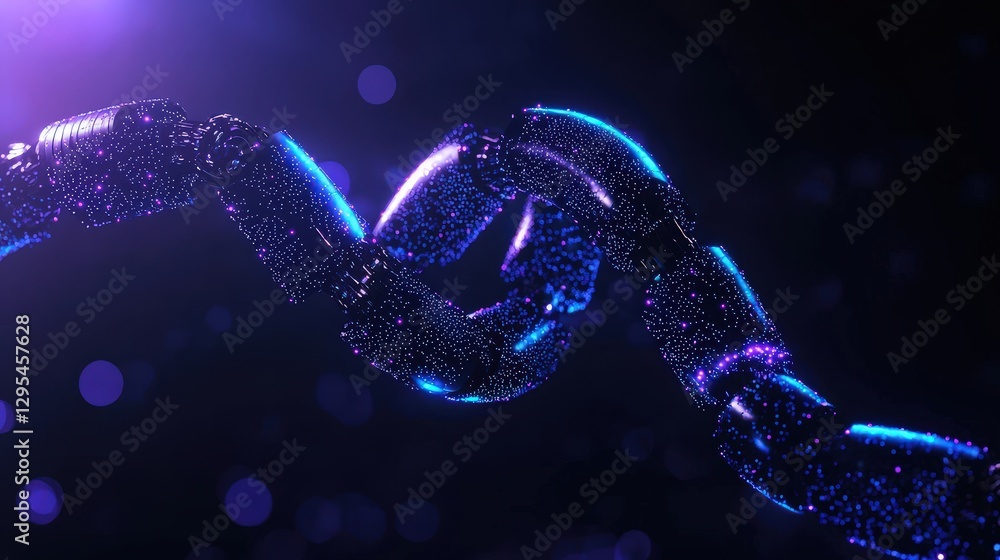 Aufkleber abstract chain link intertwining with a digital glow against a dark background