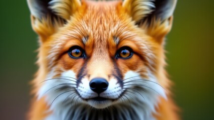 Fototapeta premium Close-up of a fox's facial features with detailed fur texture and vibrant colors.