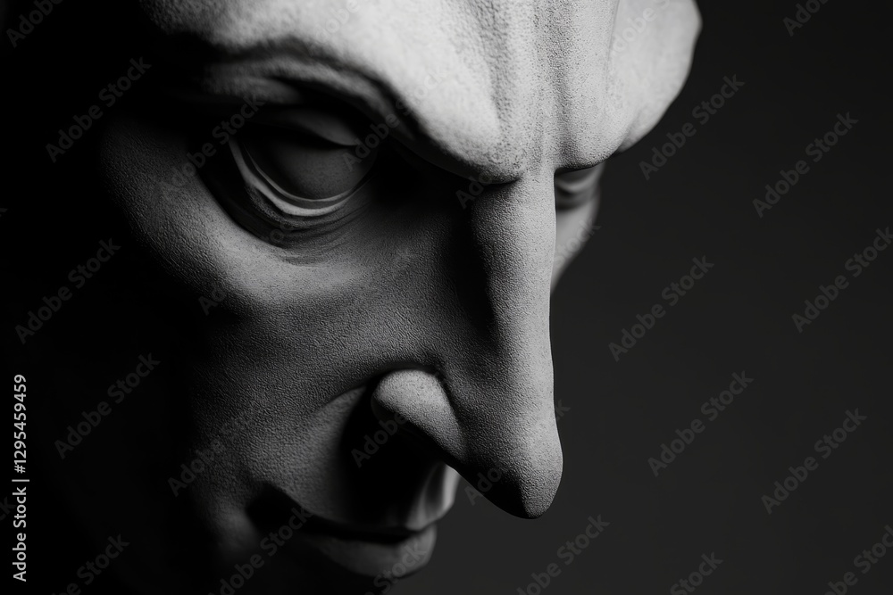 Aufkleber expressive sculpture with intricate details showcasing angular features in dramatic lighting setup