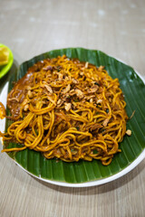 Mie Aceh, or Aceh noodles, a famous dish from Aceh, Sumatra Indonesia. Street food in Indoensia