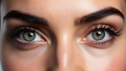 Fototapeta premium The image shows a close-up of a person's forehead and eyes, with a focus on the furrowed brow.