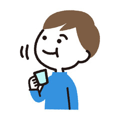 うがいをする子供のベクターイラスト_男の子