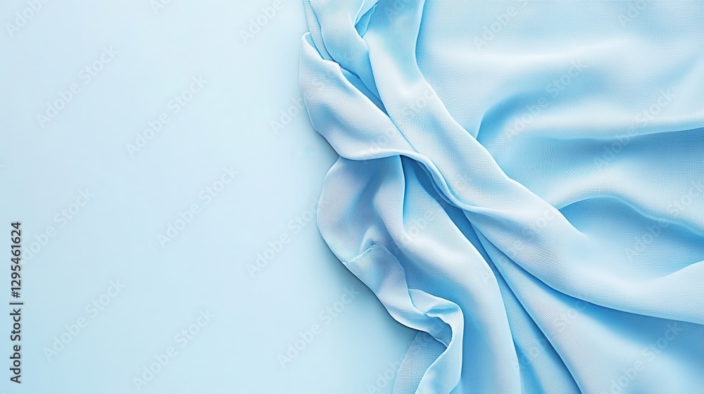 Poster soft light blue fabric draped elegantly on a smooth surface for stylish backgrounds and textures in 