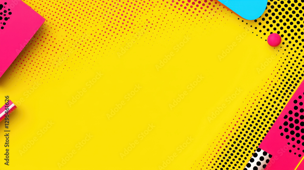 Wall mural bold pop art background with playful patterns in vibrant colors