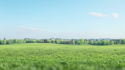 Vibrant Green Field Under a Sunny Sky