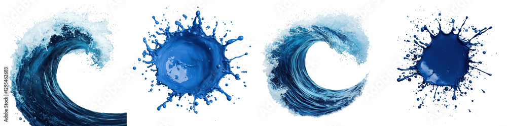 Poster vibrant watercolor splash waves capture powerful ocean dynamics and abstract fluid motion this image