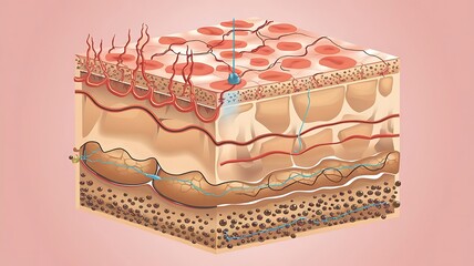 3D Illustration of Skin Layers with Microneedle Delivery System