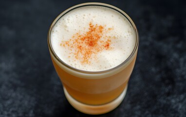 Closeup of Refreshing Pisco Sour Cocktail in Glass