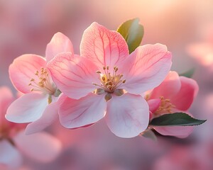 Delicate Pink Blossoms in Sunlight