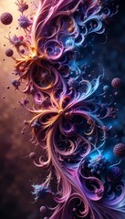 Abstract Swirls of Vibrant Color, Luminous Light and Mysterious Depth