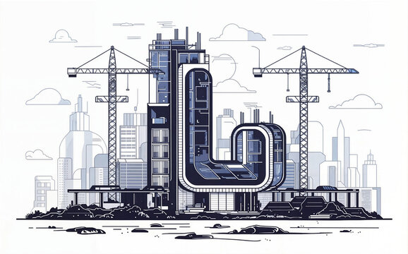 Surreal letter L under construction. Generative AI