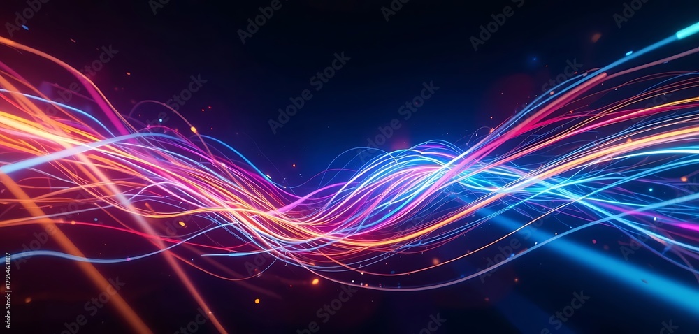 Poster abstract vibrant energy flowing lines background with dynamic lights
