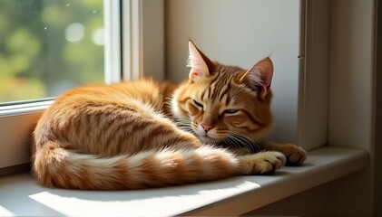 Cat on the Window Sill. Generative AI