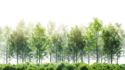 Fototapeta premium Green trees and bushes creating a lush natural border on transparent background