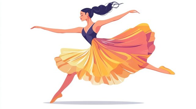 ballerina dancing in colorful dress clip art preview