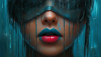 Cyberpunk Woman in the Rain - Futuristic Digital Art