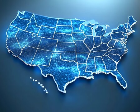 The United States of America visualized in a digital display