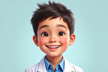Happy Child in a Lab Coat - Smiling Cartoon Illustration