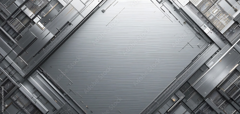 Poster metallic structure with abstract lines creates a technological feel