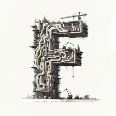 Obraz premium Surreal letter F under construction. Generative AI