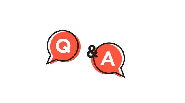animation question and answer on white background.Q And A speech bubble FAQ question and answers 