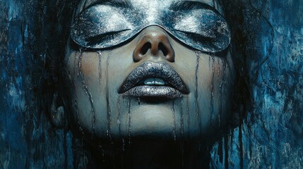 Silver Tears A Woman's Face in a Grunge Setting
